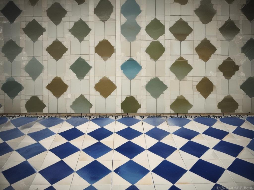A high resolution of a restored vintage tile floor, showing