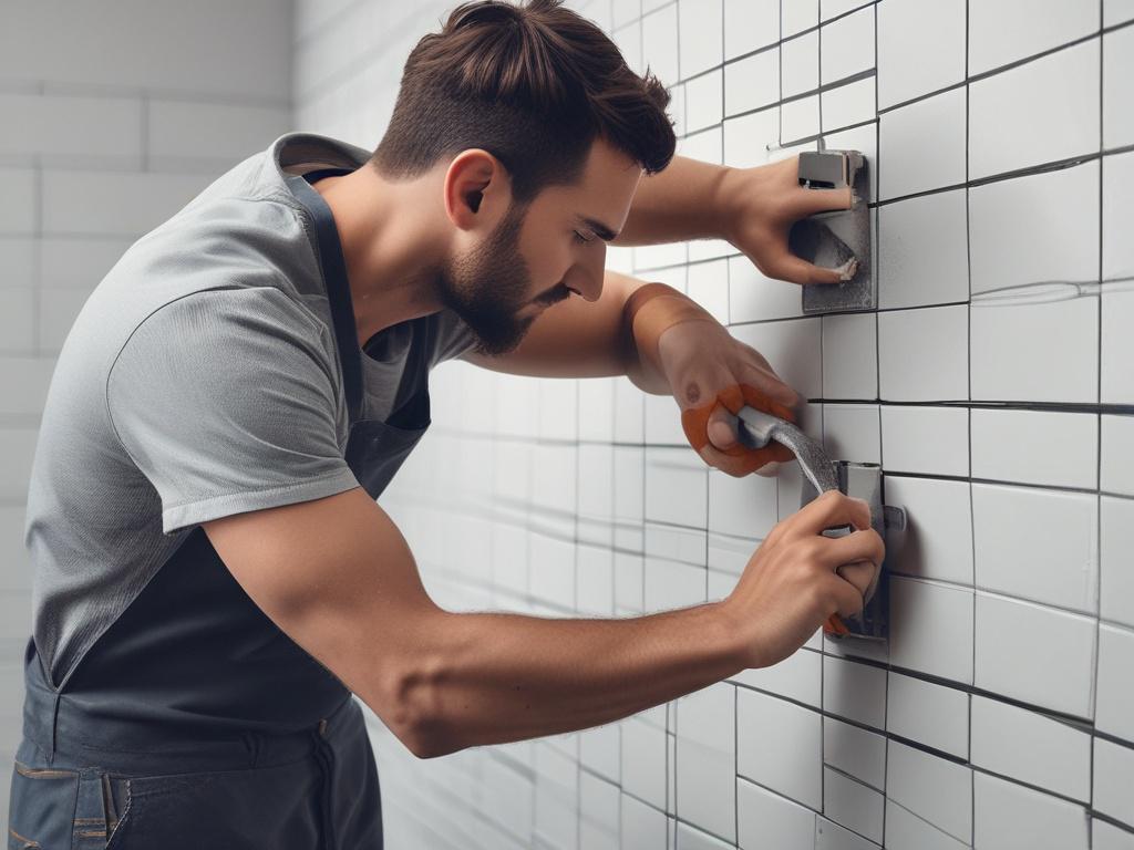 A realistic high resolution of a skilled tiler at work,