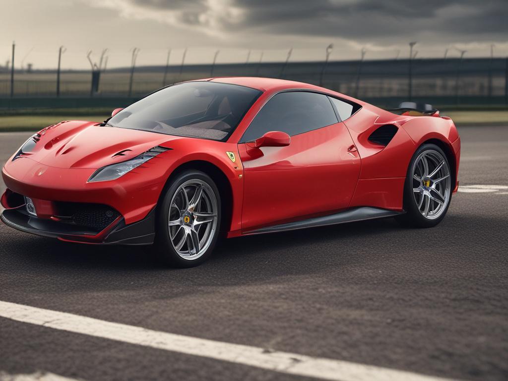 A detailed close up of a Ferrari GTB, hyper realistic