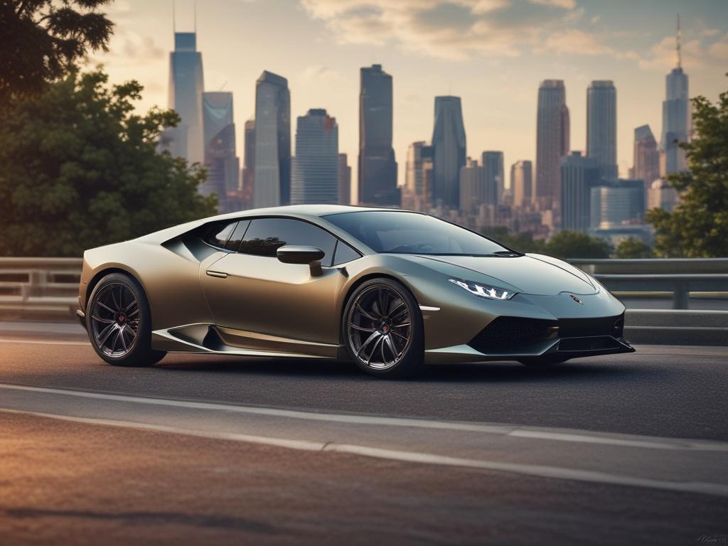 A close up shot of a Lamborghini Huracán, hyper realistic