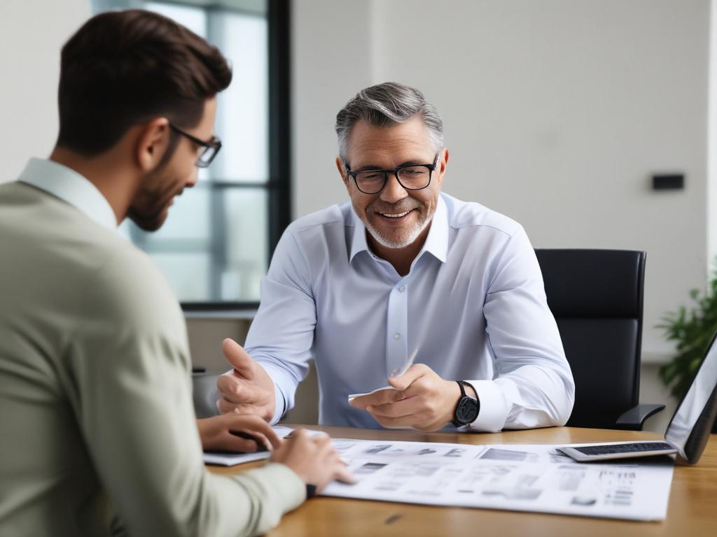 A close up shot of an investment advisor discussing investment