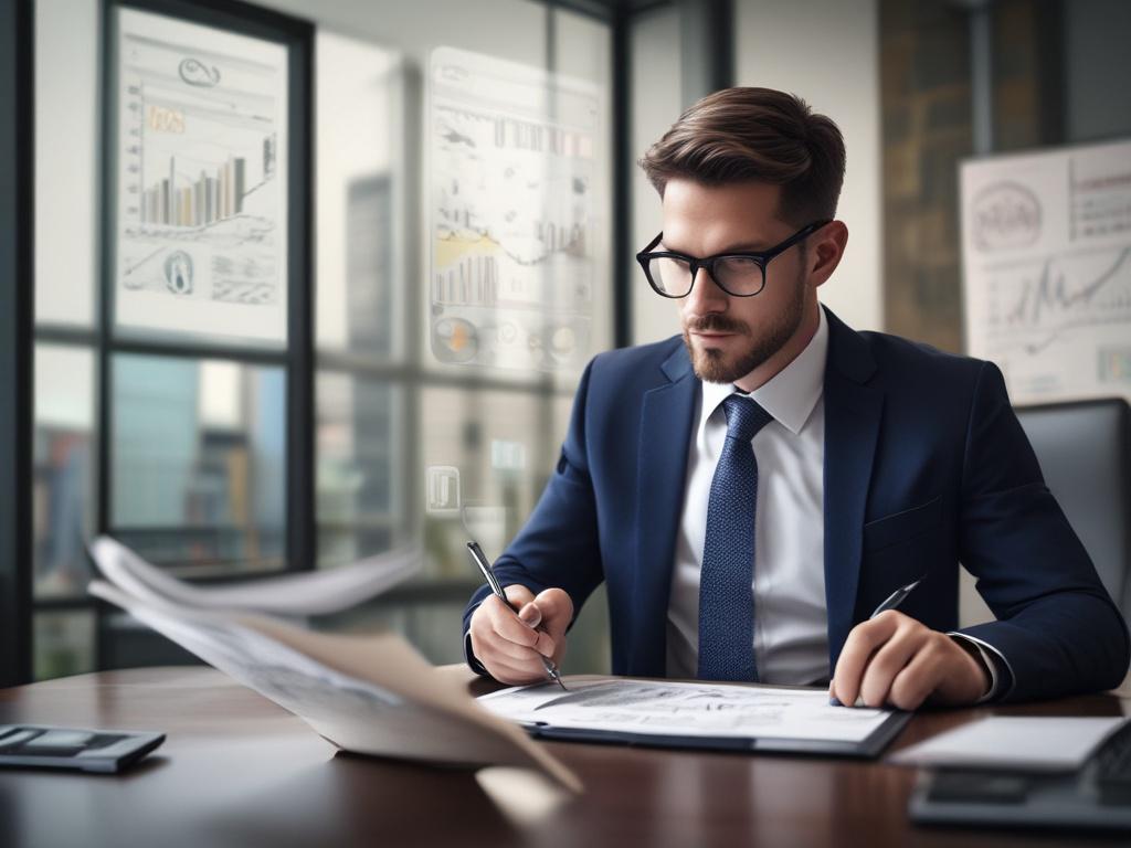 A close up shot of a financial analyst reviewing charts
