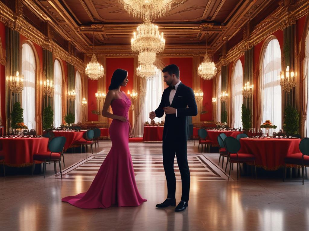 A sophisticated woman dressed elegantly for a formal event, standing