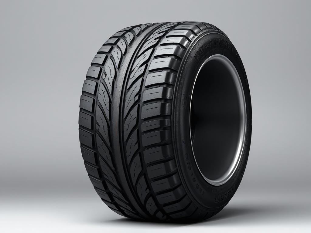 A high resolution image of a new car tyre, showcasing