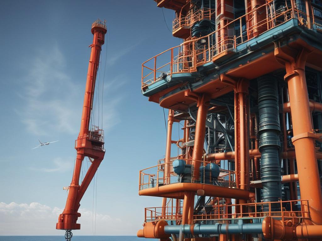 A hyper realistic close up of an oil rig, showcasing