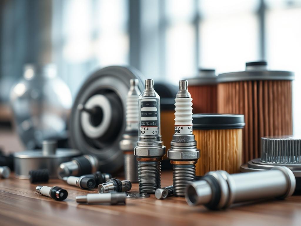 A close up shot of high quality car parts displayed