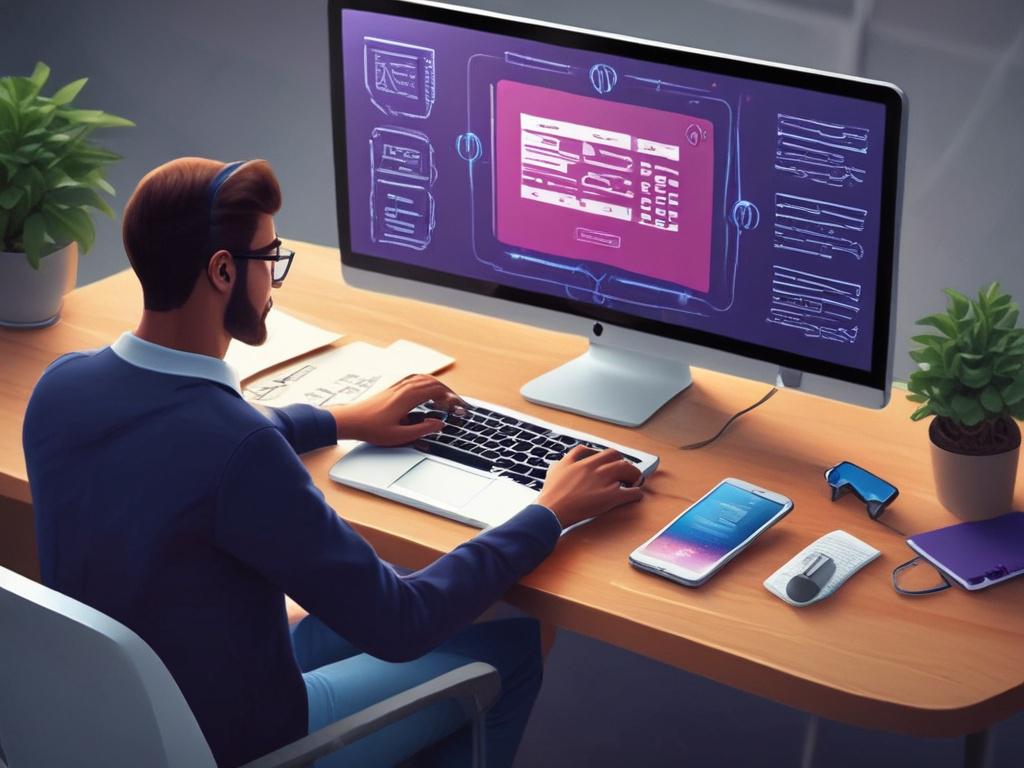 A realistic, high resolution image of a mobile application development
