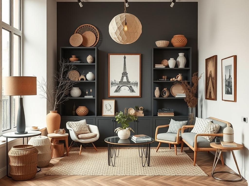 A beautifully arranged display of local artisan crafts in a