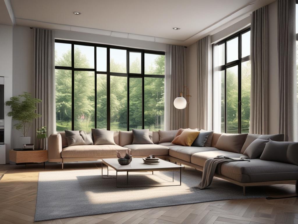 A stunning real estate interior shot, showcasing a beautifully designed