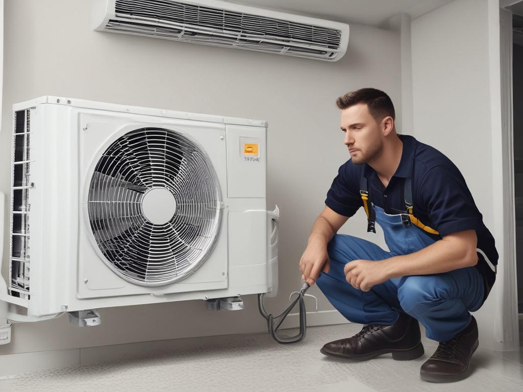 A close up shot of an air conditioning unit being
