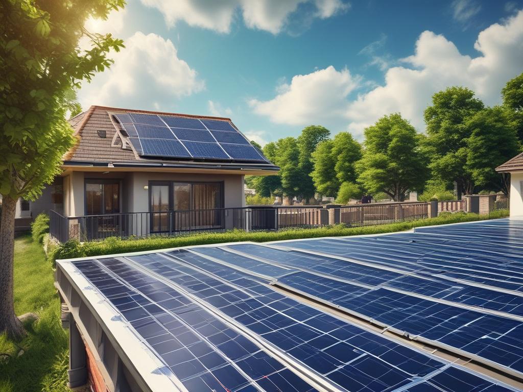 A close up shot of solar panels on a rooftop,