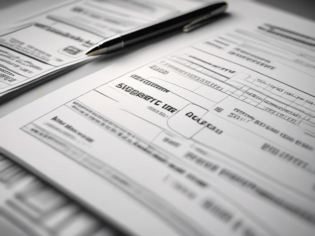 high-resolution close-up of invoices, simple composition, focus on documents, blurred background to highlight paperwork