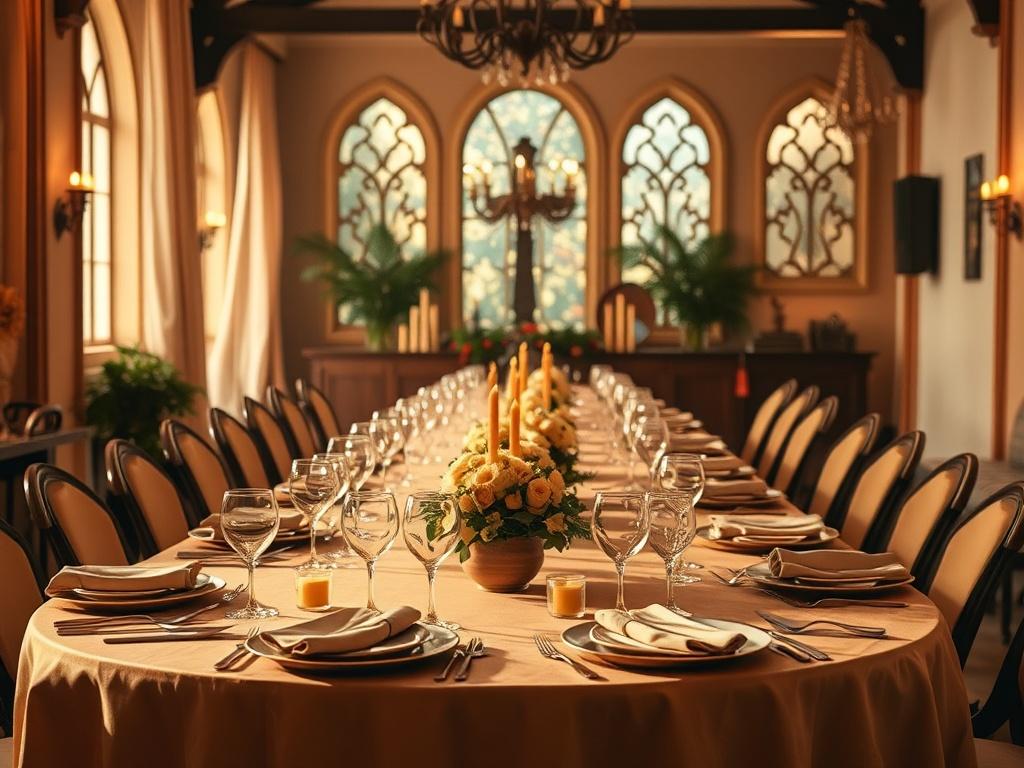 An elegant image of a beautifully set table for a