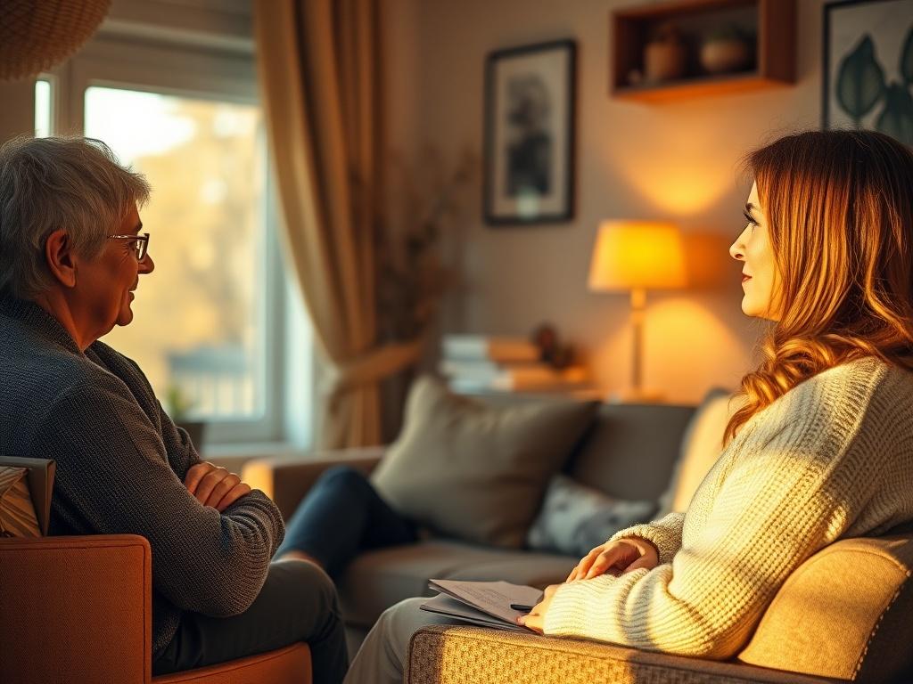 A tranquil image of a serene one on one meeting