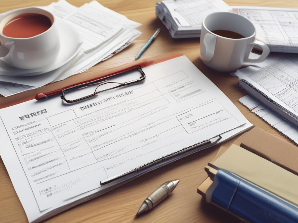 A close-up view of an open emergency planning toolkit, with neatly organized checklists, templates, and contact forms displayed. The background should suggest a calm and organized workspace, emphasizing preparedness. The focus is on the contents of the toolkit, rendered in hyper-realistic detail that highlights the quality and practicality of the materials, while being compatible with the primary color rgb(124, 140, 108).