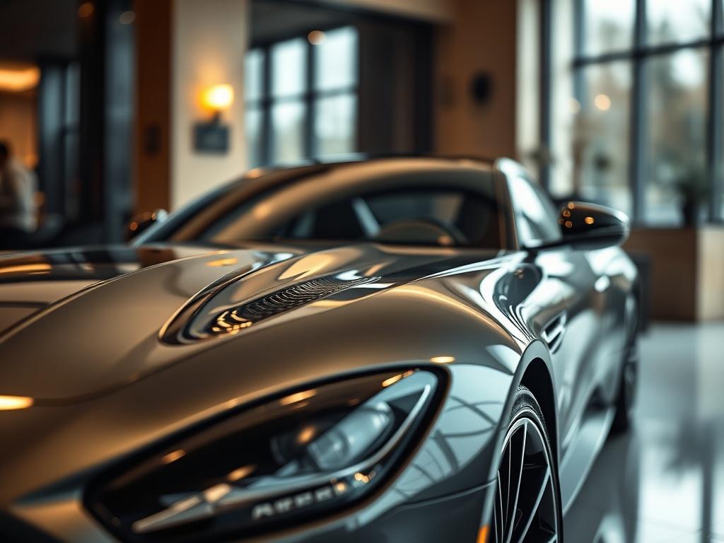 A close up shot of a sleek, high end German