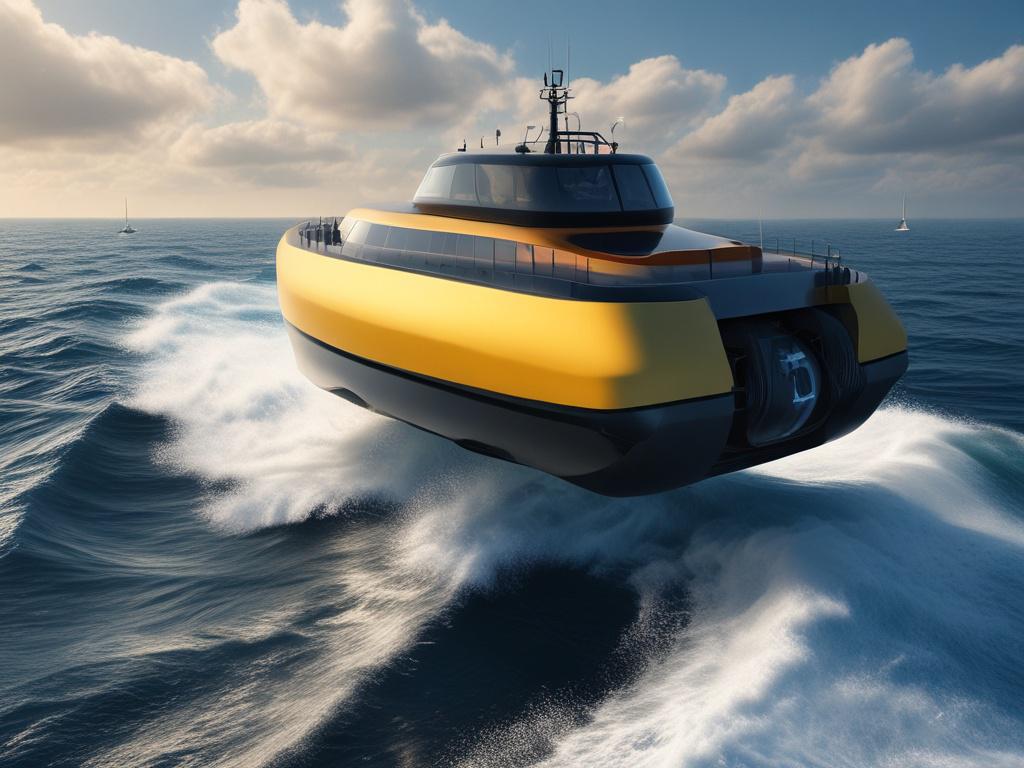 An illustration of a hybrid vessel powered by wave energy