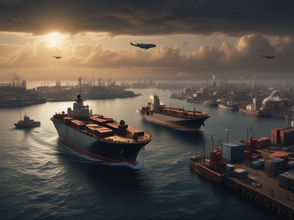 A fleet of atmospheric cleansing vessels positioned strategically near a