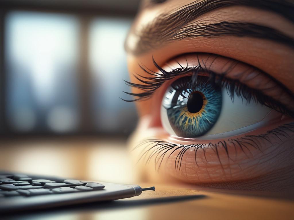 Create a highly detailed and realistic high-resolution image that captures the essence of a technology blog titled "As Novidades da Tecnologia em 2023". The composition should be simple and clear, focusing on one primary subject: a futuristic smartphone being held by a diverse person engaged in a moment of discovery. The background should be a softly blurred modern workspace, featuring elements like a sleek laptop, a small potted plant, and a minimalist desk design, which conveys a sense of innovation and f