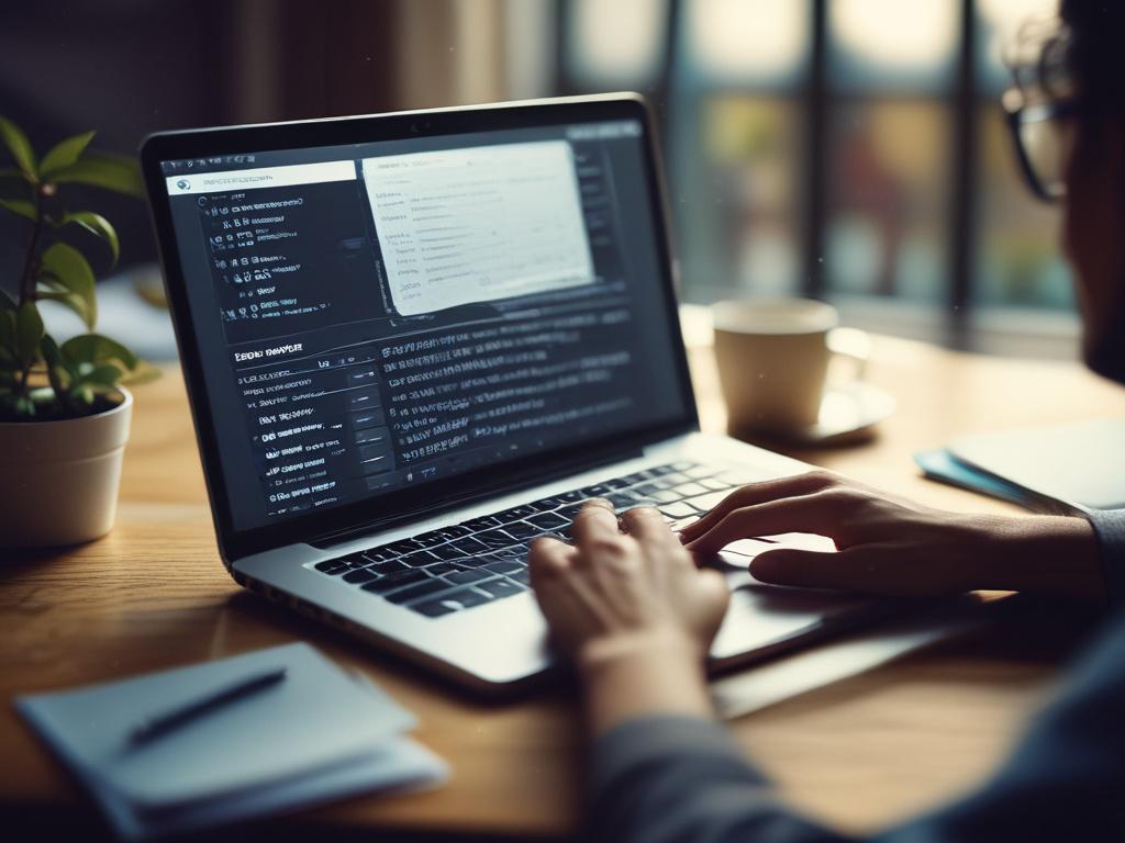 a close up shot of a developer coding on a