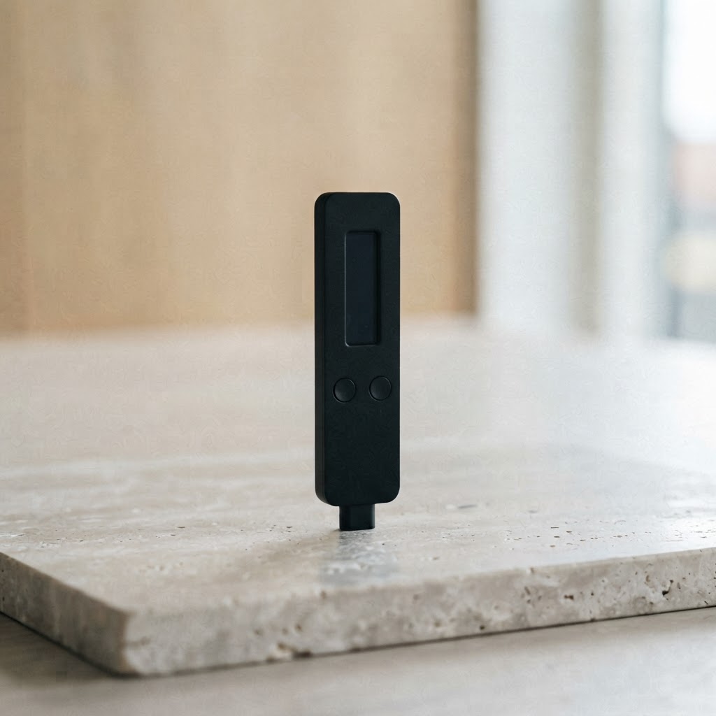 A Trezor hardware wallet device