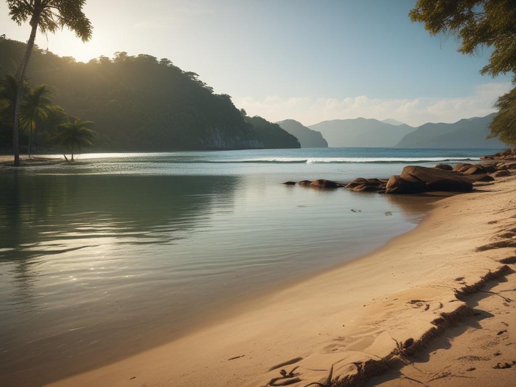 realistic high resolution of a beautiful beach in Angra dos
