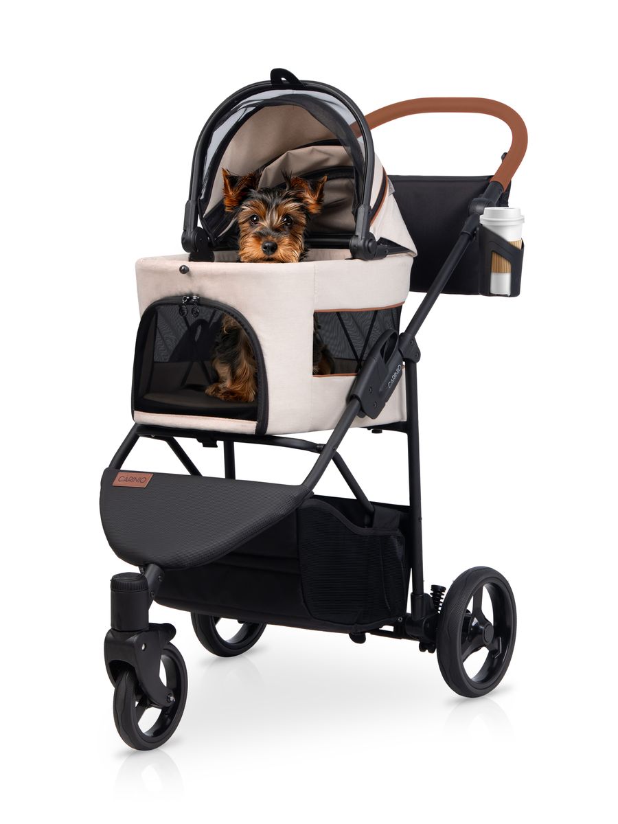 Silla de paseo IVO BEIG 3 ruedas para perros y gatos