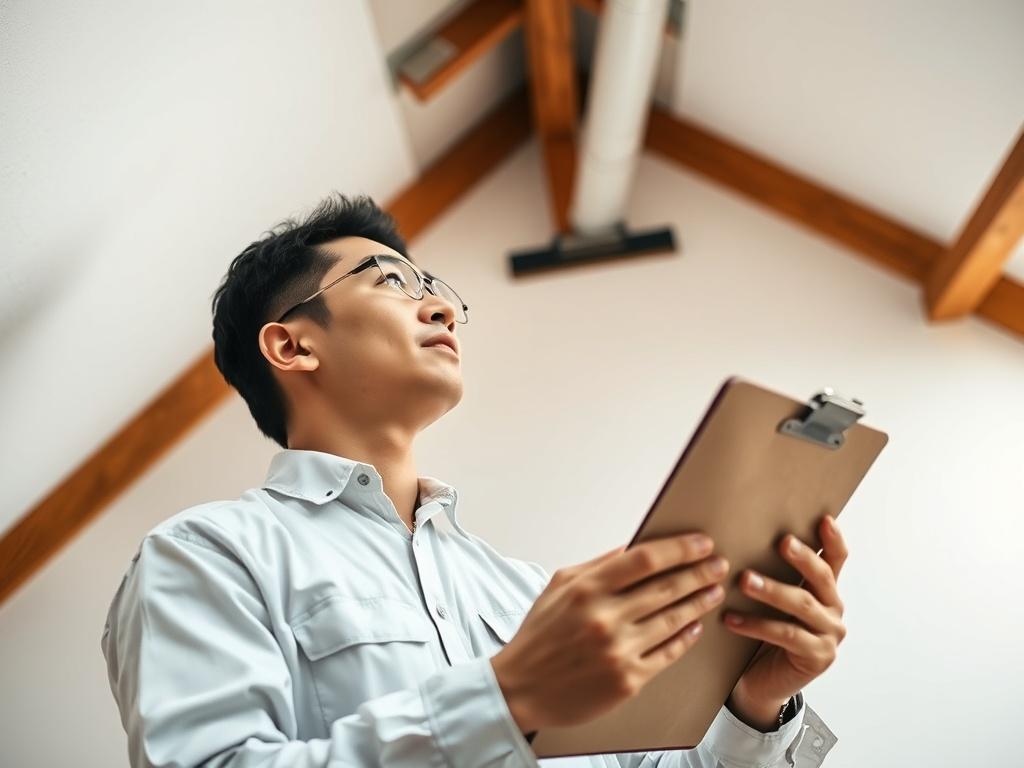 A technician holding a clipboard, performing a final inspection in
