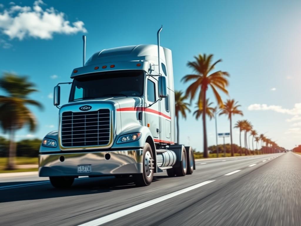 A close up shot of a semi truck on a