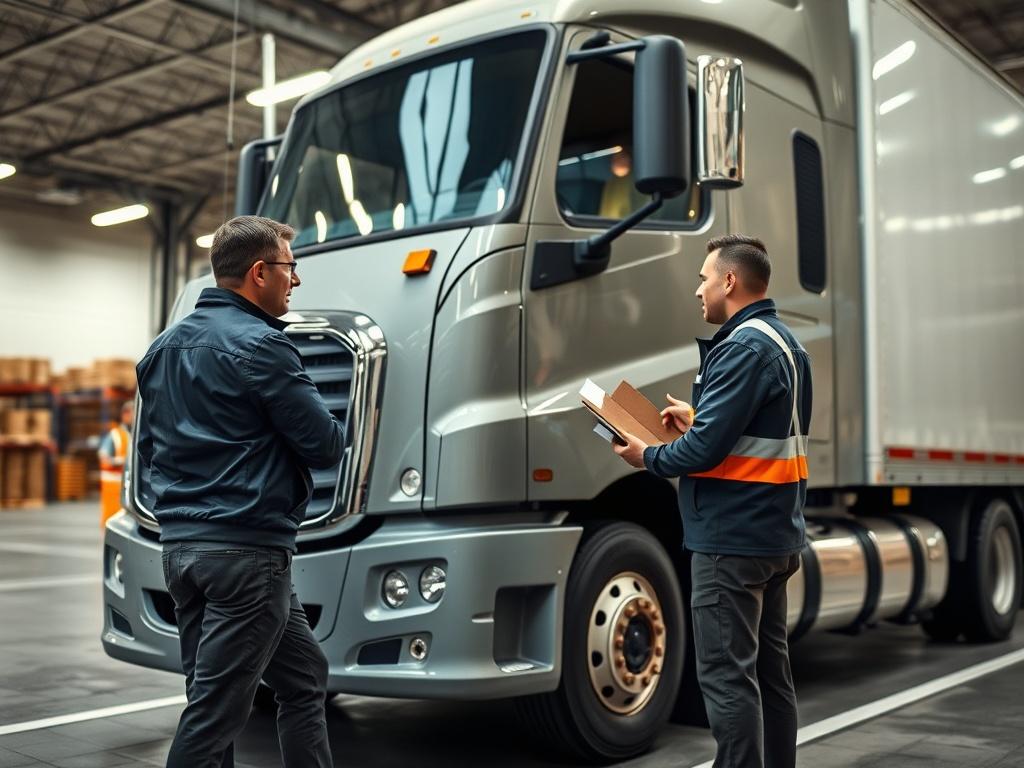 A semi truck parked at a delivery point, with a