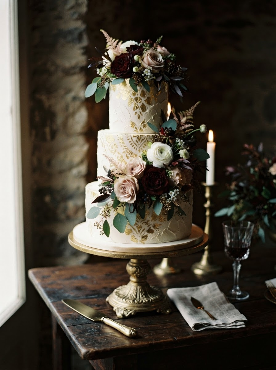 Gold Leaf Wedding Cake