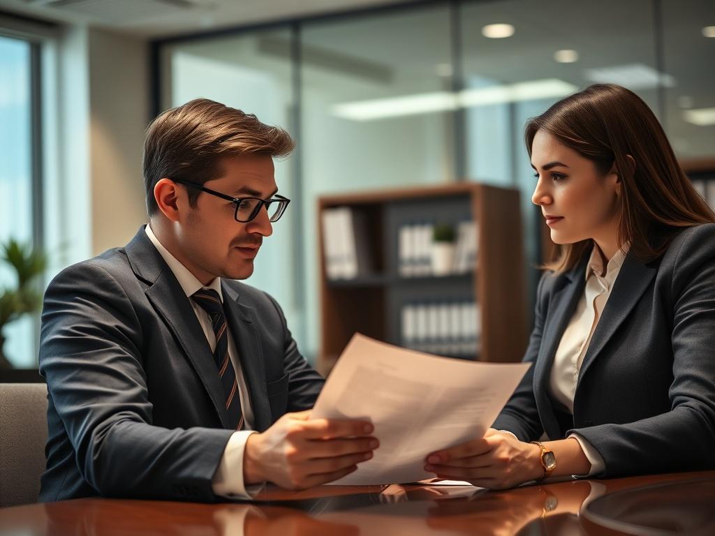 A close up shot of a lawyer reviewing a contract