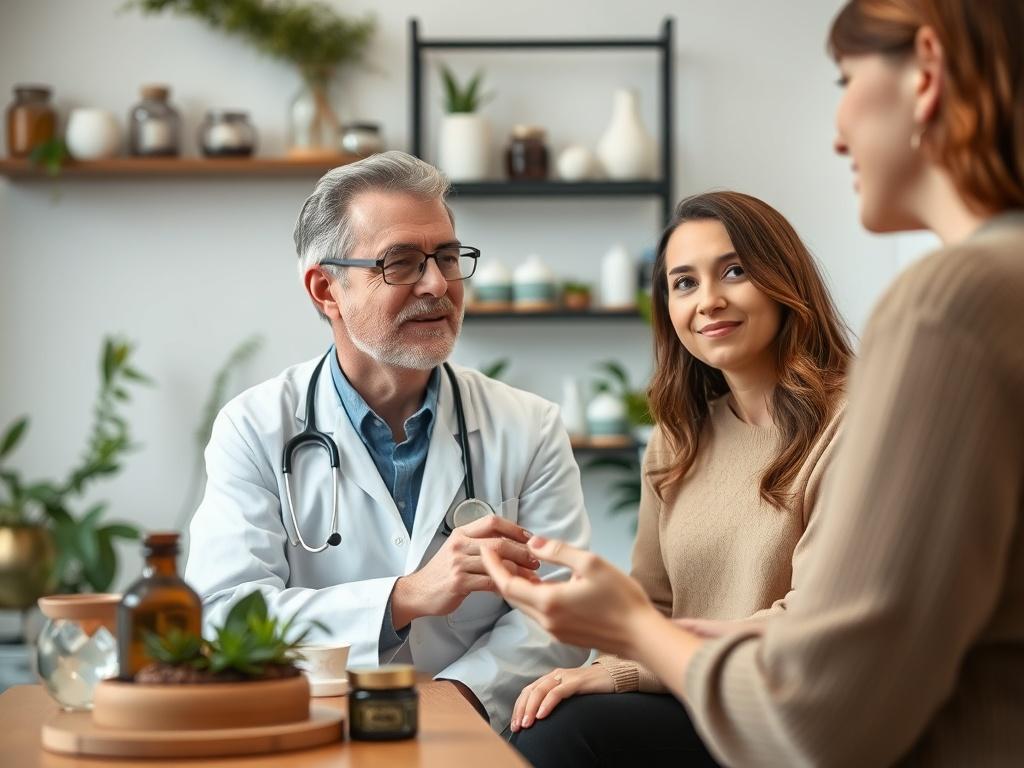 A close up shot of a serene consultation setting featuring