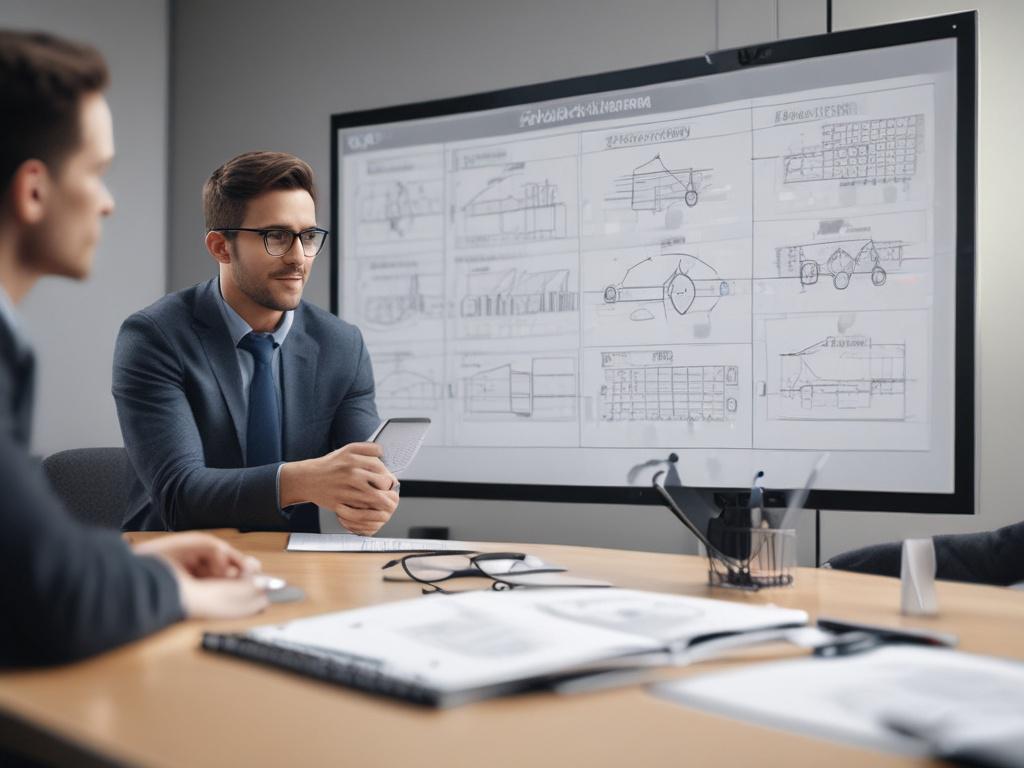 A detailed close up of a logistics consultant presenting a
