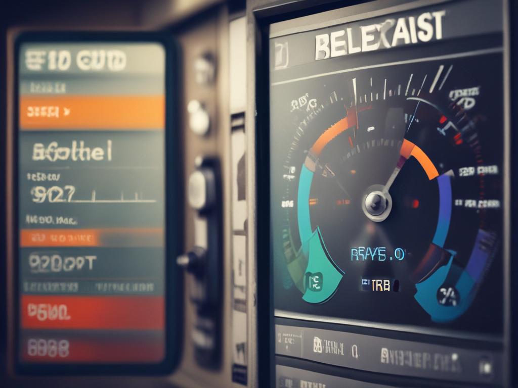 A close-up shot of a digital dashboard displaying supply chain metrics and analytics, taken with a 45mm f/1.2 lens. The image should focus on the vibrant graphs and charts, showcasing real-time data. The background should be softly blurred, hinting at an office environment. Use the primary color rgb(40, 93, 225) to enhance the visual appeal of the digital display.