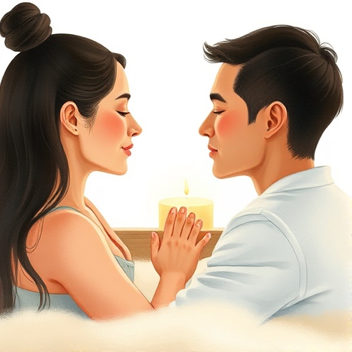 Couple in mirrored massage pose
