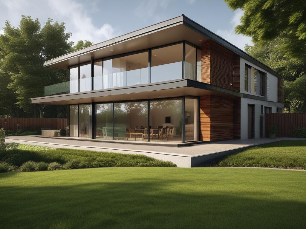 A high resolution image of a modern property, showcasing a