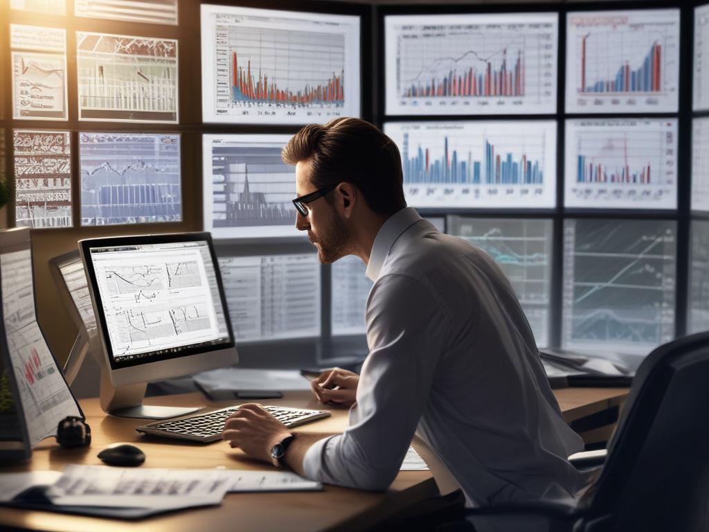 A close up image of a financial manager analyzing investment
