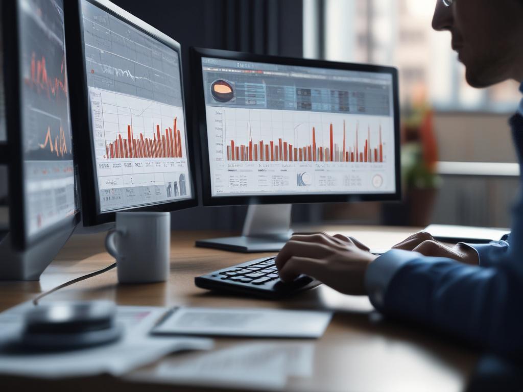 A close up shot of a financial analyst examining market