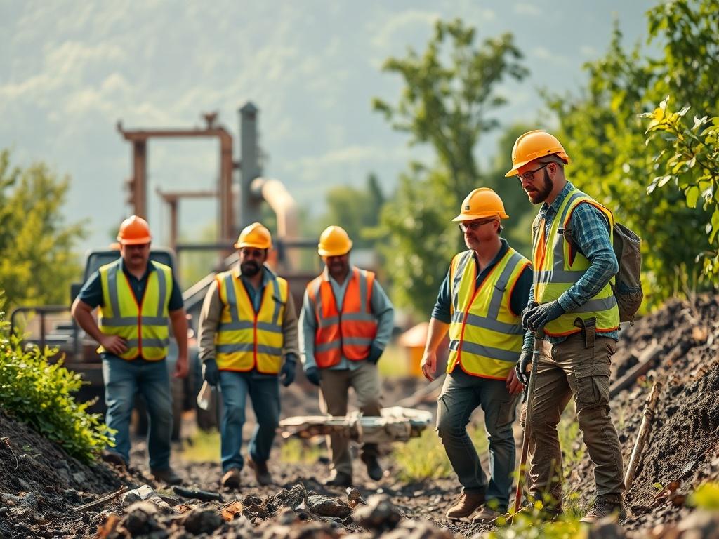 A realistic high resolution of an environmental contractor's team in