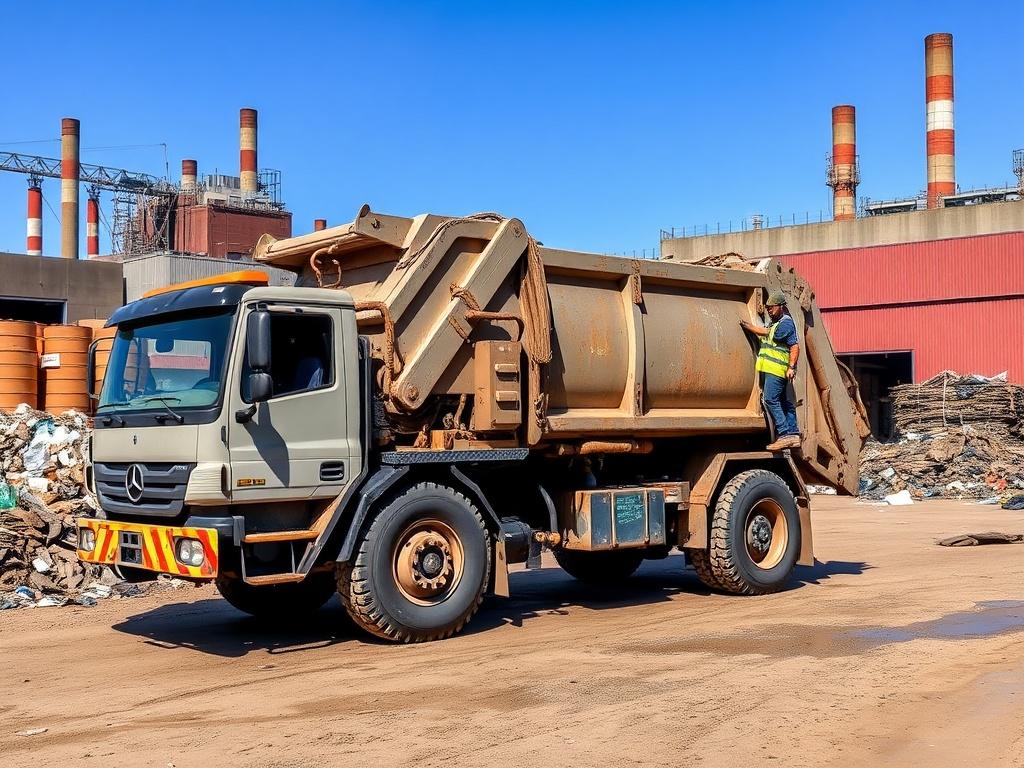 A realistic high resolution of a heavy waste removal truck