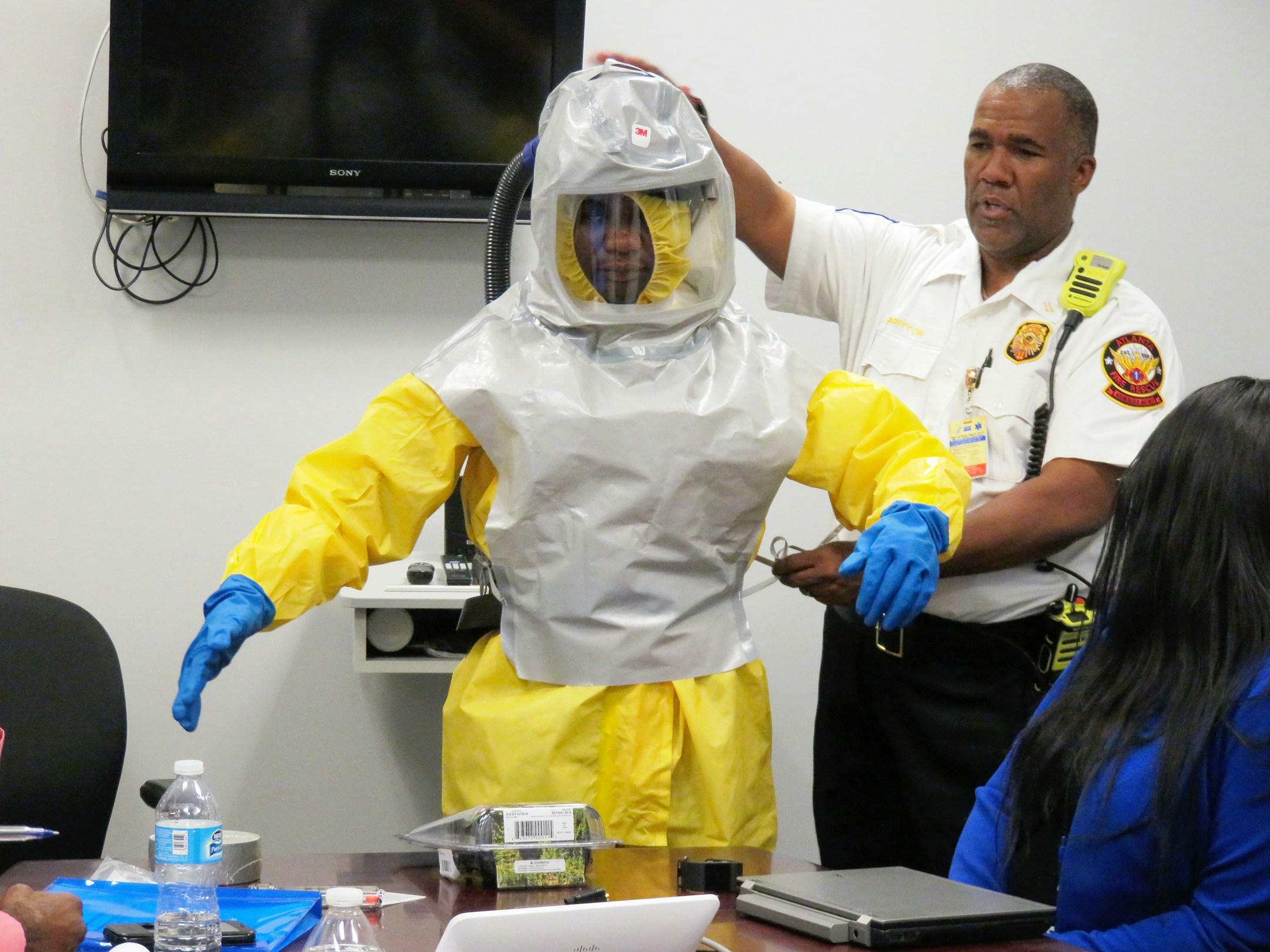 Centers for Disease Control and Prevention (CDC) Quarantine Stations participate in public health preparedness exercises at US international airports, and work with visiting partners from other countries, during public health training exercises. CDC’s Atlanta Quarantine Station staff, escort and work with public health partners, visiting from many countries, including Ghana, Cote d’Ivoire, and Sierra Leone. 