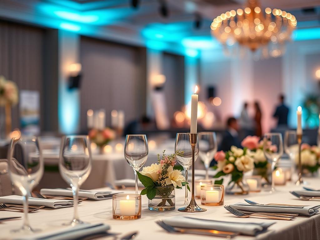 A close up image of a beautifully arranged event table