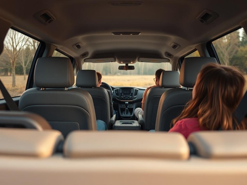 A close up shot of a modern minivan interior, highlighting