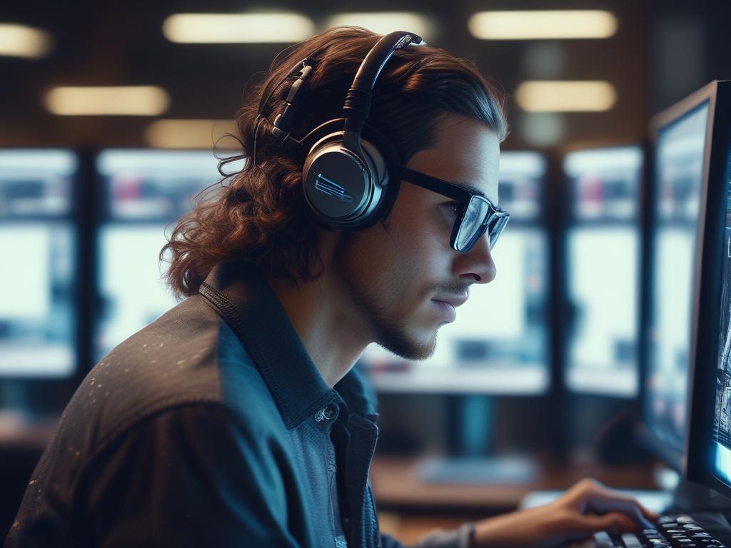 A close up shot of a software engineer configuring AI