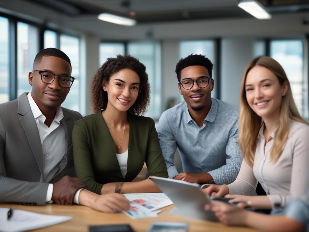 A close up shot of a diverse group of professionals