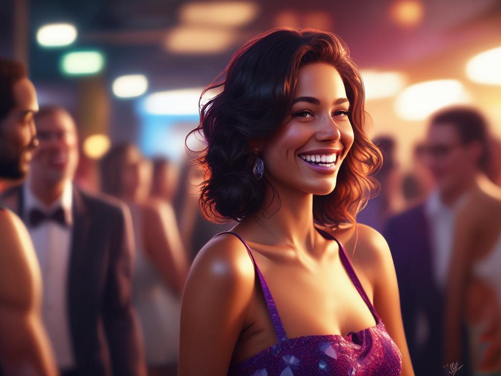 A vibrant party scene with a lively atmosphere, featuring a