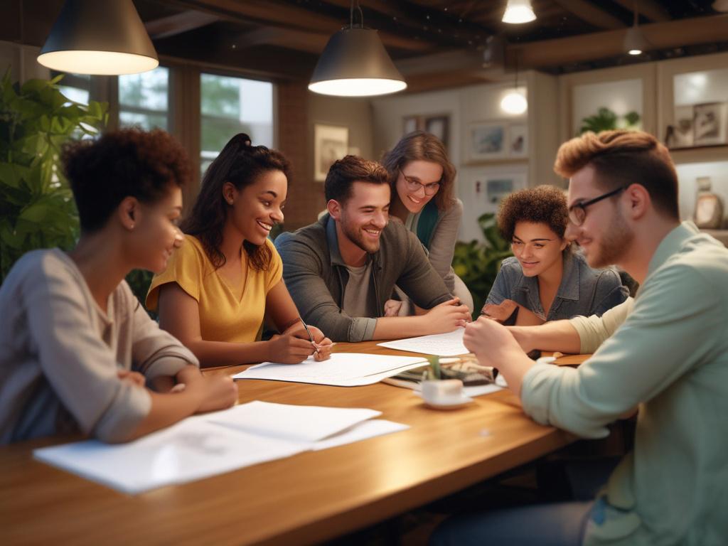 A close up of a diverse group of people collaborating