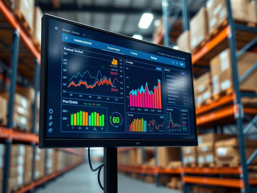 A hyper realistic close up shot of an automated warehouse