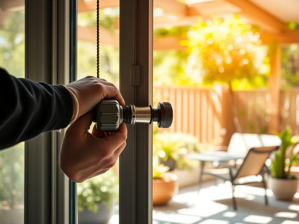 A high resolution image of a well maintained patio door,